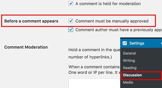 Habilitar la moderación de comentarios en WordPress