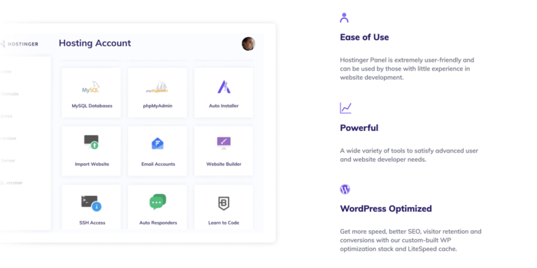 Cómo y por qué comenzar un blog en 2021 25 Un vistazo al Panel de Hostinger, la interfaz de usuario de la plataforma